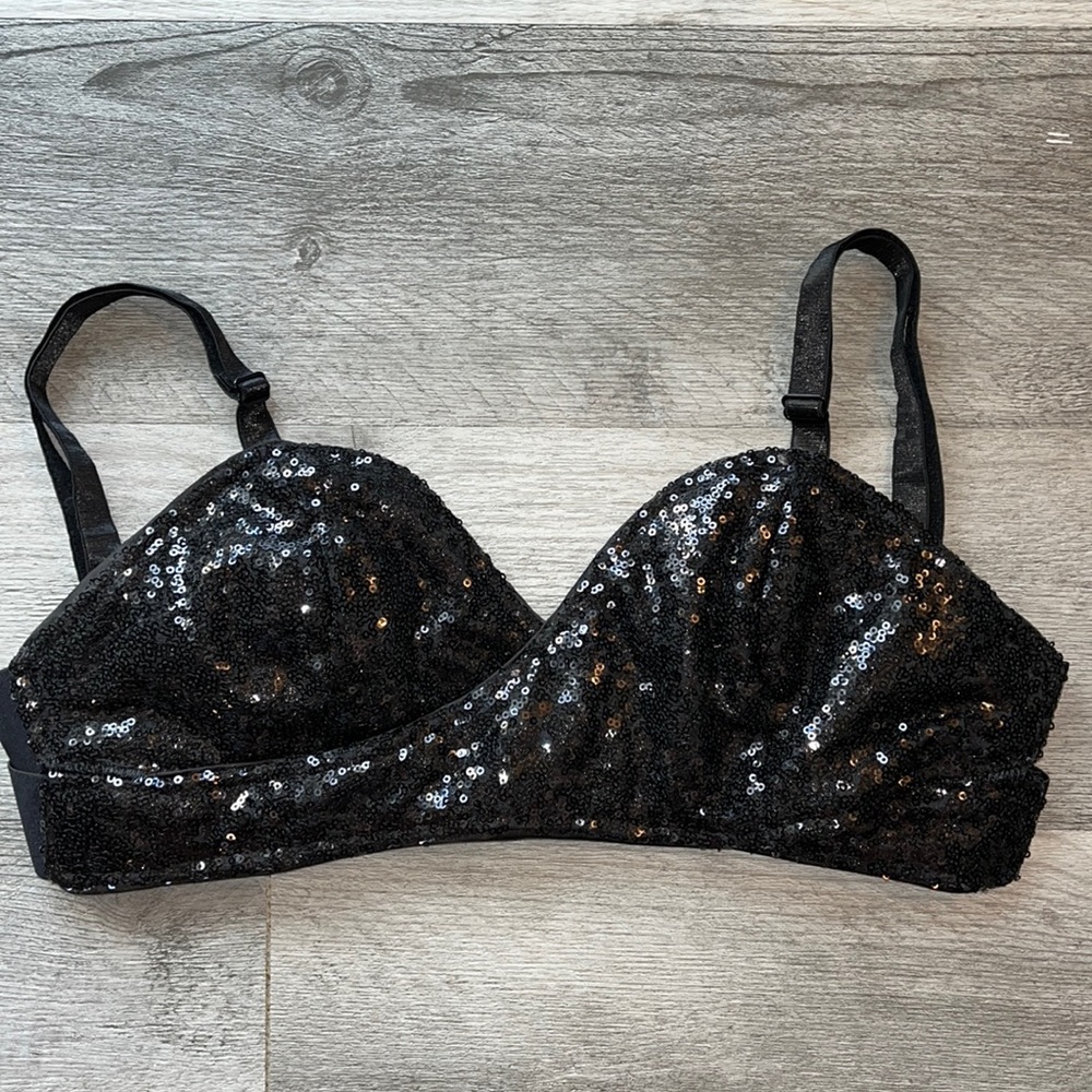 Black Sequin Bra